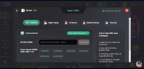 Code Pay cũng là hình thức giao dịch nạp tiền đơn giản và tiện lợi người chơi có thể chọn