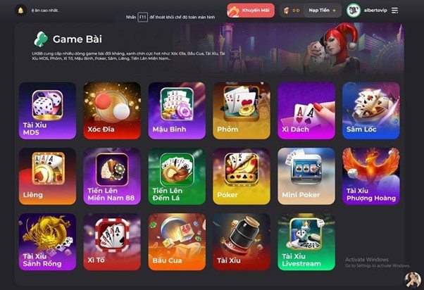 Sảnh game bài nhà cái chúng tôi đa dạng sản phẩm giải trí